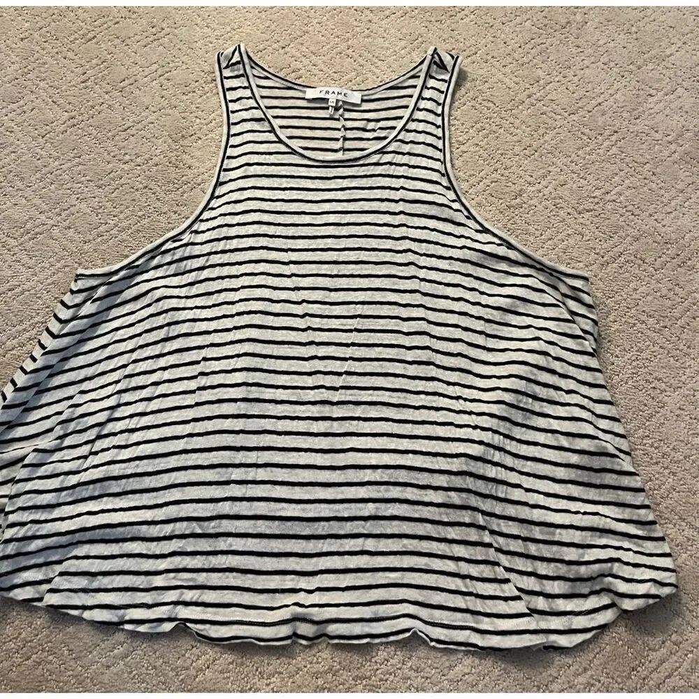 FRAME Linen Striped Tank Top - Picture 1 of 4